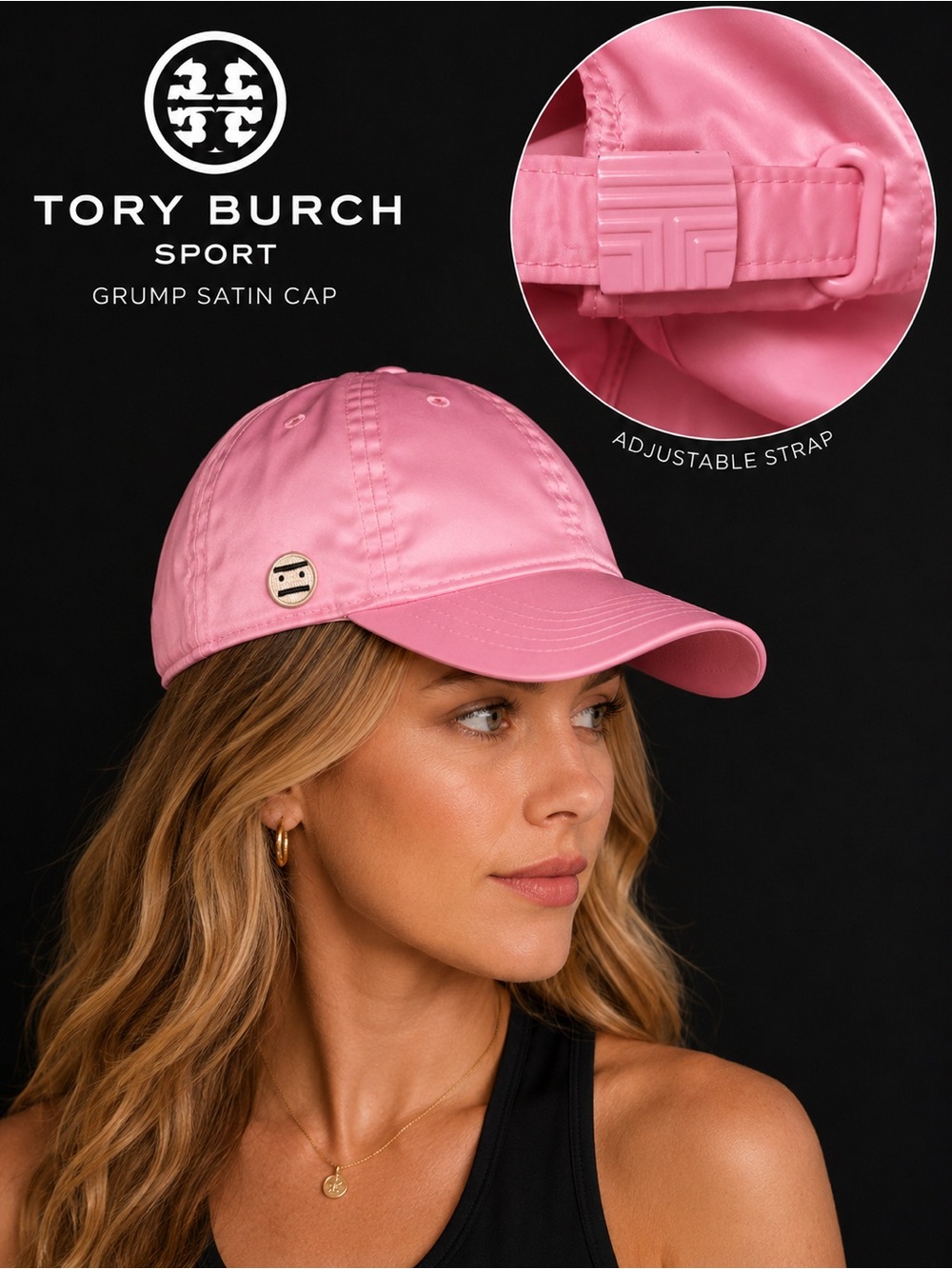 Tory Burch Sport Satin Performance Grumps Tennis Cap Pink